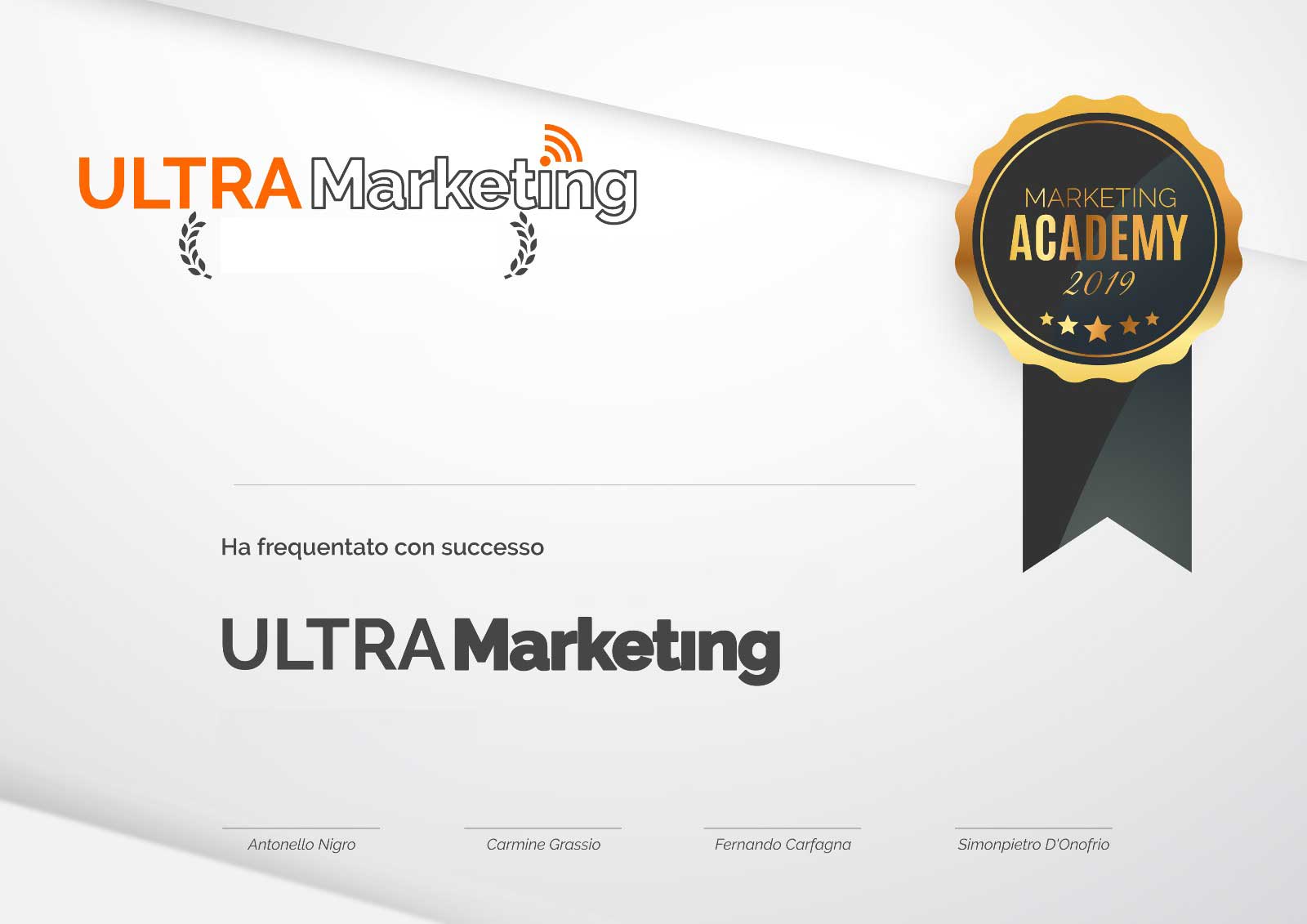 Attestato Ultra Marketing